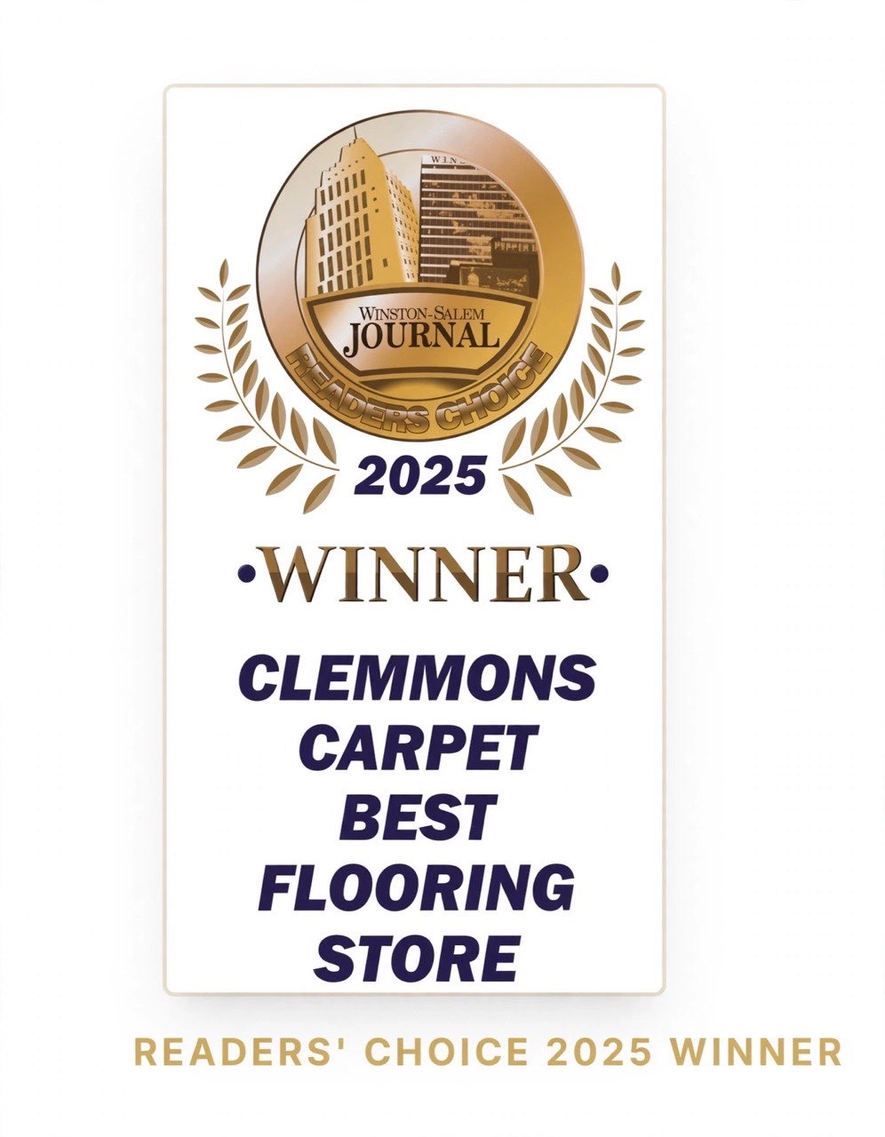 Winston-Salem Journal Readers' Choice 2025 Winner — Clemmons Carpet, Best Flooring Store
